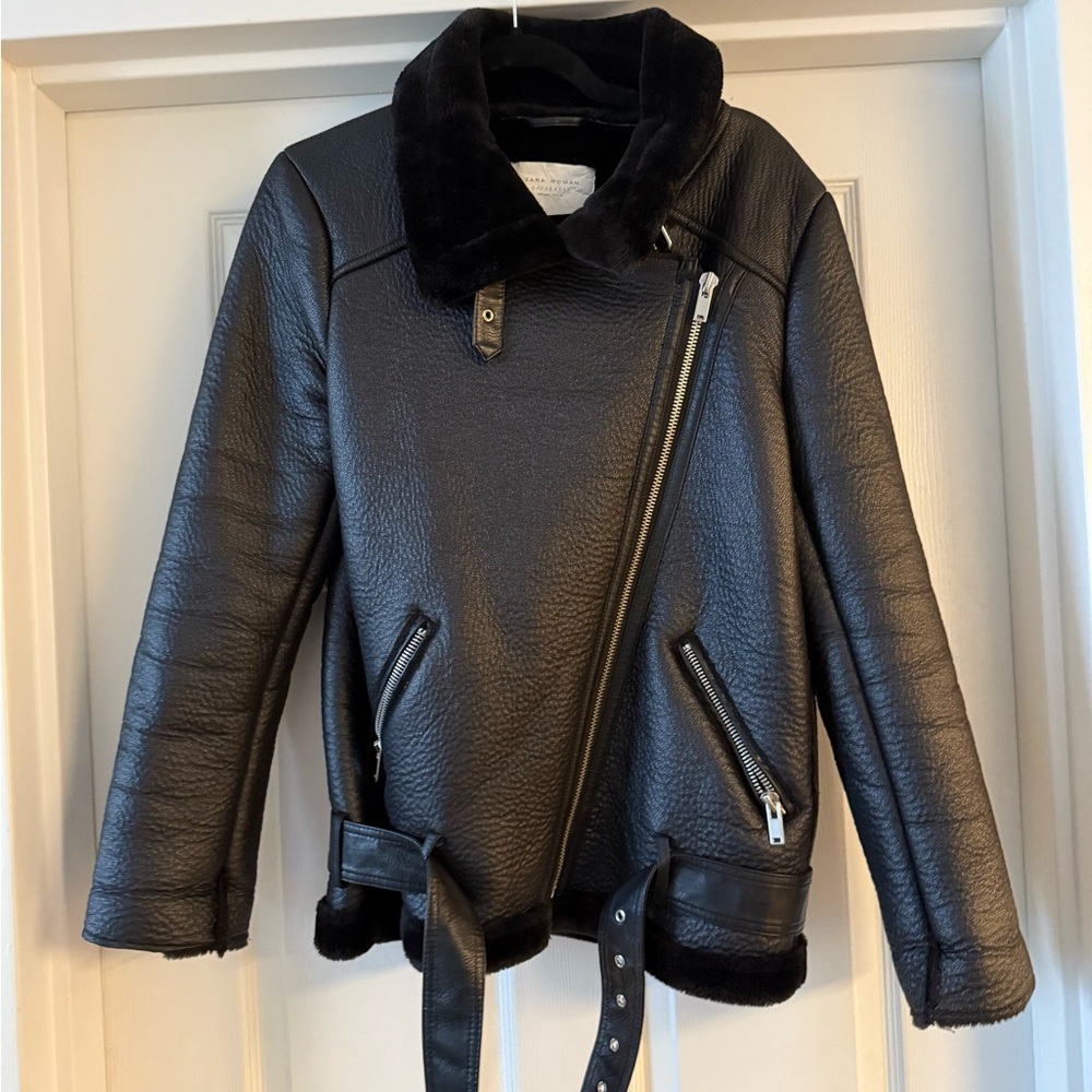 Zara Shearling Moto Jacket - Like New